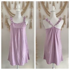 Hanna Andersson ruffle babydoll dress purple cream Terry cloth swim 160 14/16